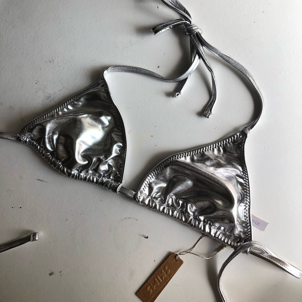 skims swim silver size m bikini top